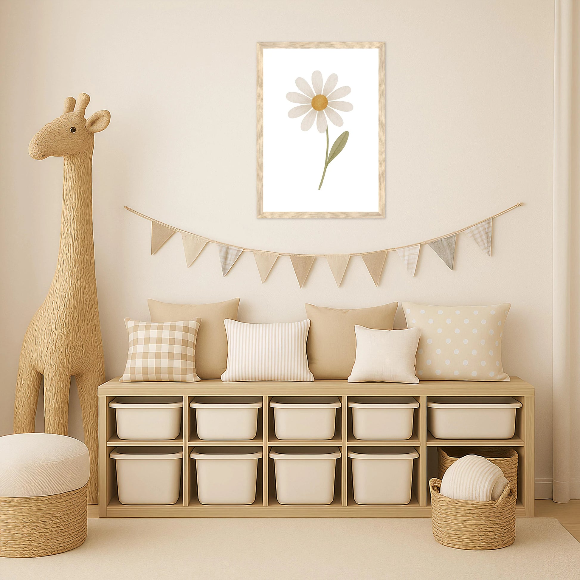 Gänseblümchen Poster mit Holzrahmen von tinylearner