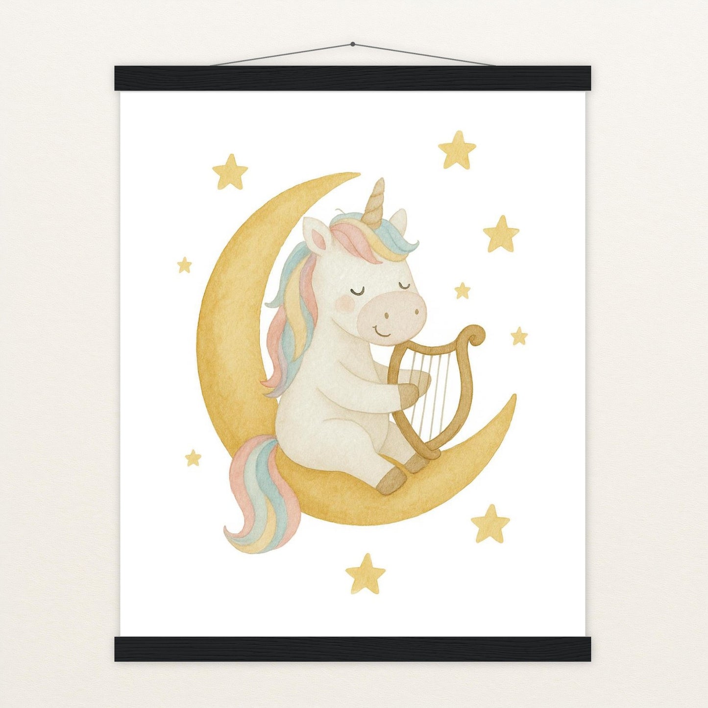 Luni das Einhorn - Motiv: "Mond" Poster mit Leisten von tinylearner