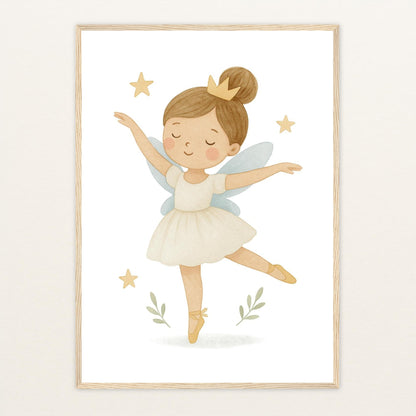 Fina die Fee - Motiv: "Ballett" Poster mit Holzrahmen von tinylearner