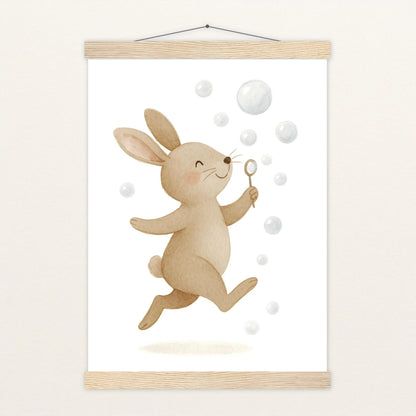 Holly der Hase - Motiv: "Seifenblasen" Poster mit Leisten von tinylearner