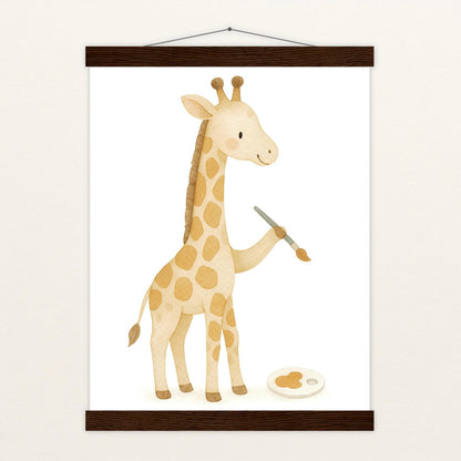 Greta die Giraffe - Motiv: "Malen" Poster mit Leisten von tinylearner