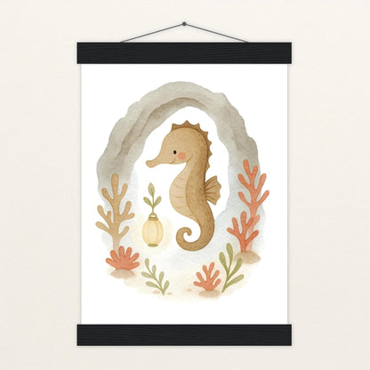 Suri das Seepferdchen - Motiv: "Höhle" Poster mit Leisten von tinylearner