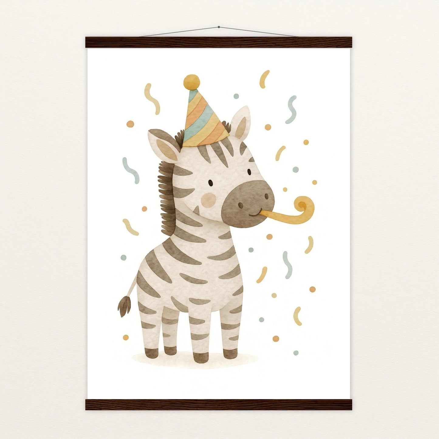 Zinni das Zebra - Motiv: "Party" Poster mit Leisten von tinylearner