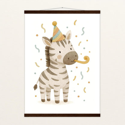 Zinni das Zebra - Motiv: "Party" Poster mit Leisten von tinylearner