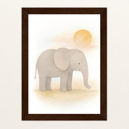 Emil der Elefant - Motiv: "Sonne" Poster mit Holzrahmen von tinylearner