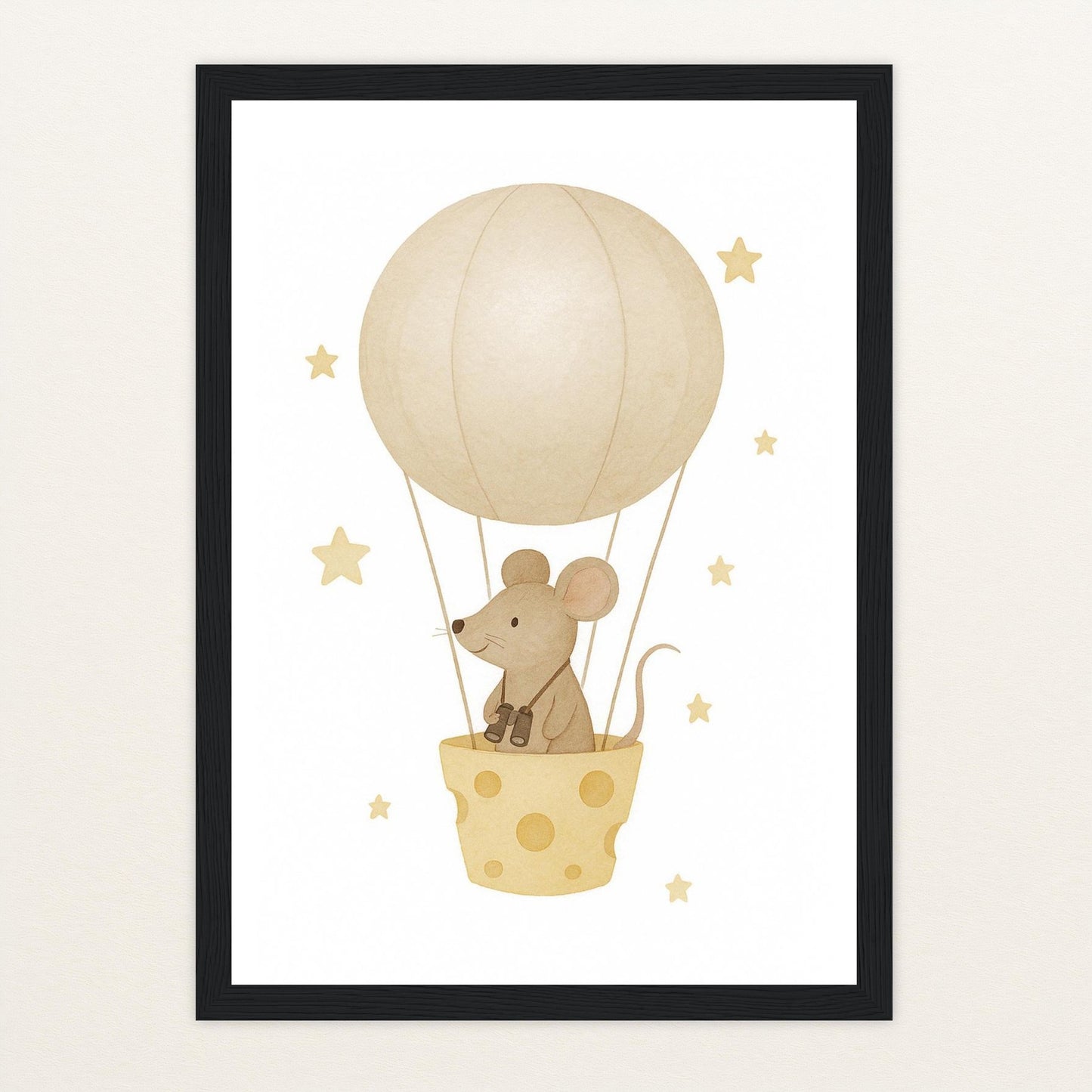 Mimi die Maus - Motiv: "Heißluftballon" Poster mit Holzrahmen von tinylearner