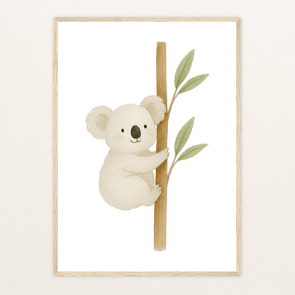 Kori der Koala Poster mit Holzrahmen von tinylearner