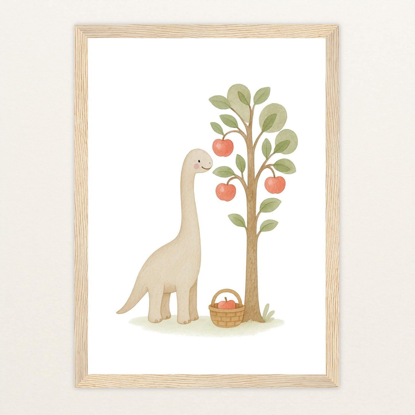 Dinosaurier Brachiosaurus - Motiv: "Apfelbaum" Poster mit Holzrahmen von tinylearner