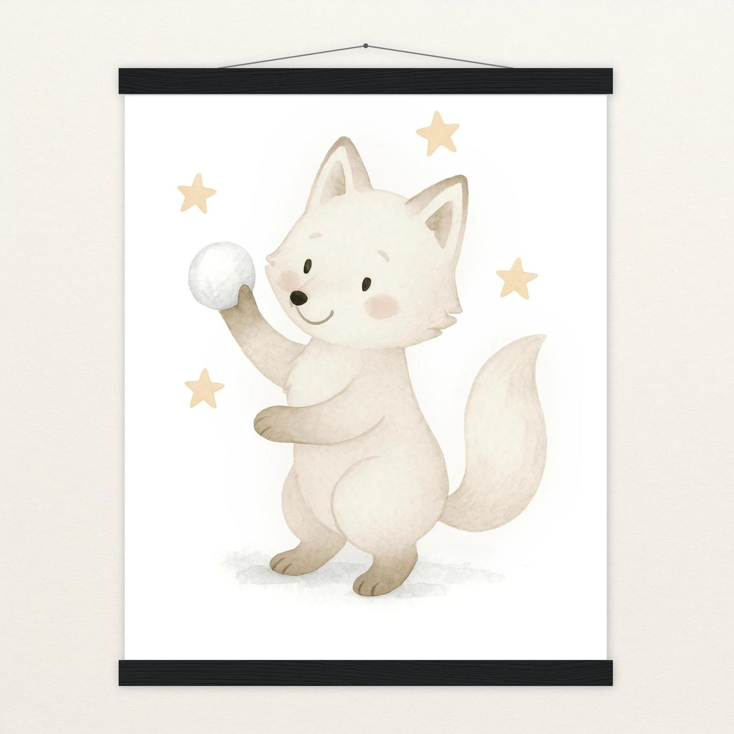Pino der Polarfuchs - Motiv: "Schneeball" Poster mit Leisten von tinylearner