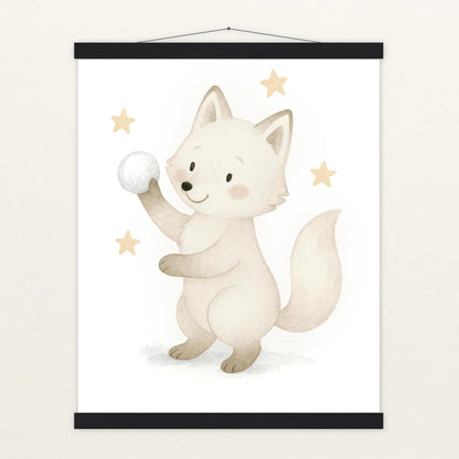 Pino der Polarfuchs - Motiv: "Schneeball" Poster mit Leisten von tinylearner