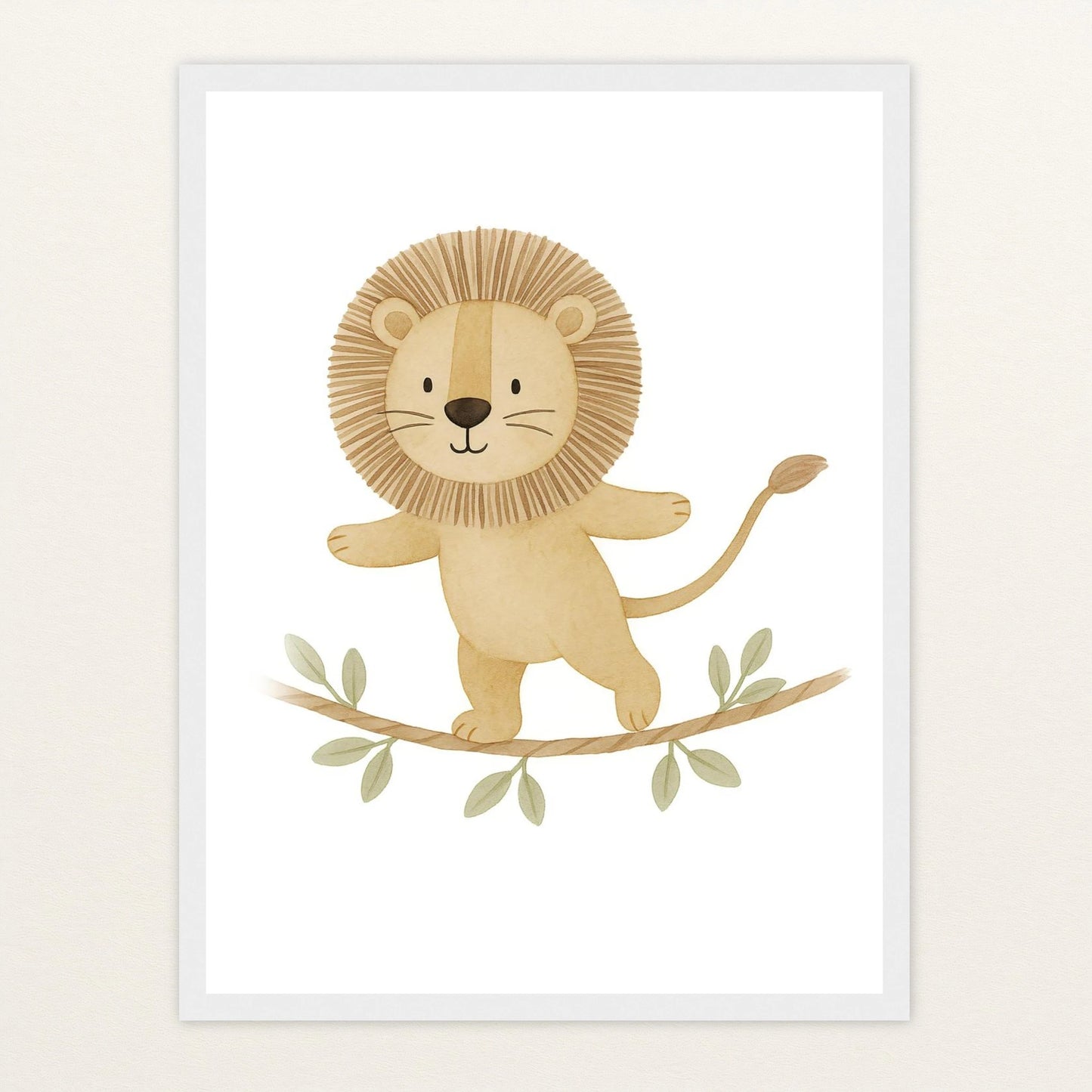 Leo der Löwe - Motiv: "Seiltanz" Poster mit Holzrahmen von tinylearner