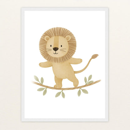Leo der Löwe - Motiv: "Seiltanz" Poster mit Holzrahmen von tinylearner
