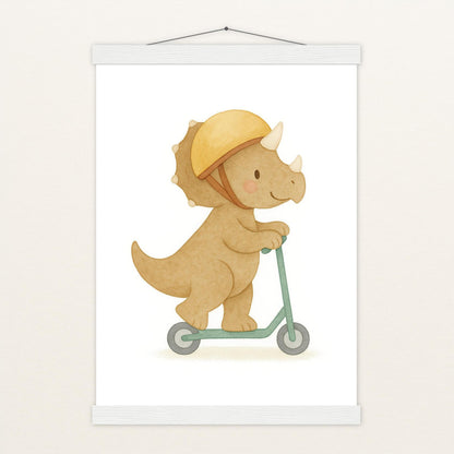 Dinosaurier Triceratops - Motiv: "Roller" Poster mit Leisten von tinylearner