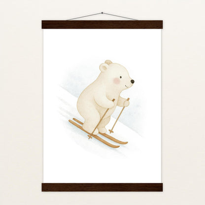 Pummel der Polarbär - Motiv: "Ski" Poster mit Leisten von tinylearner