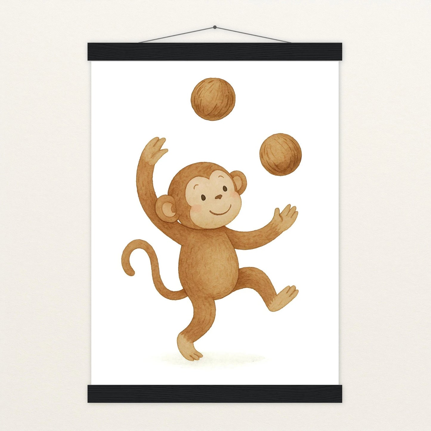 Aki der Affe - Motiv: "Kokosnuss" Poster mit Leisten von tinylearner