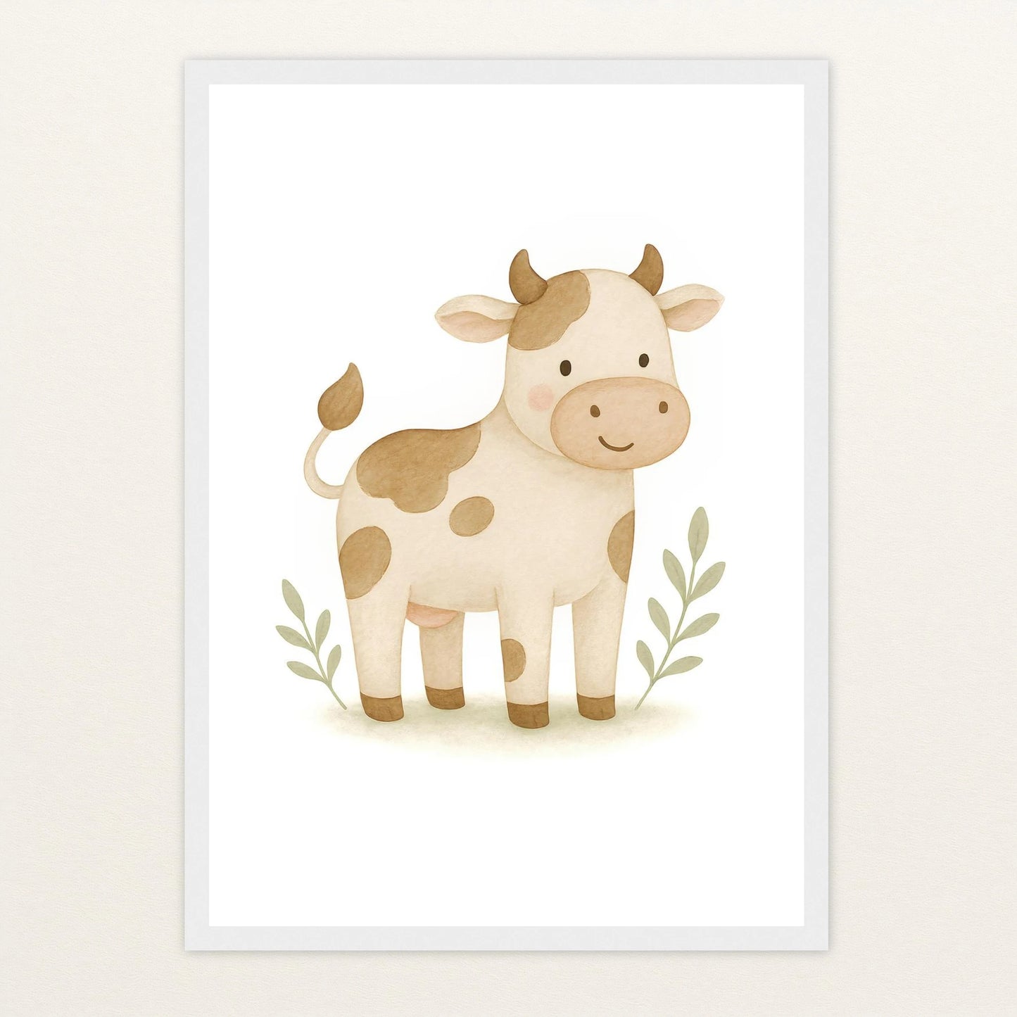 Klara die Kuh Poster mit Holzrahmen von tinylearner
