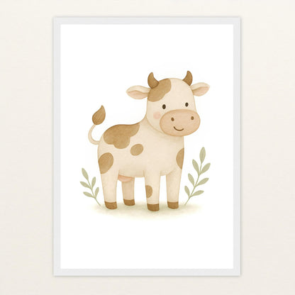Klara die Kuh Poster mit Holzrahmen von tinylearner