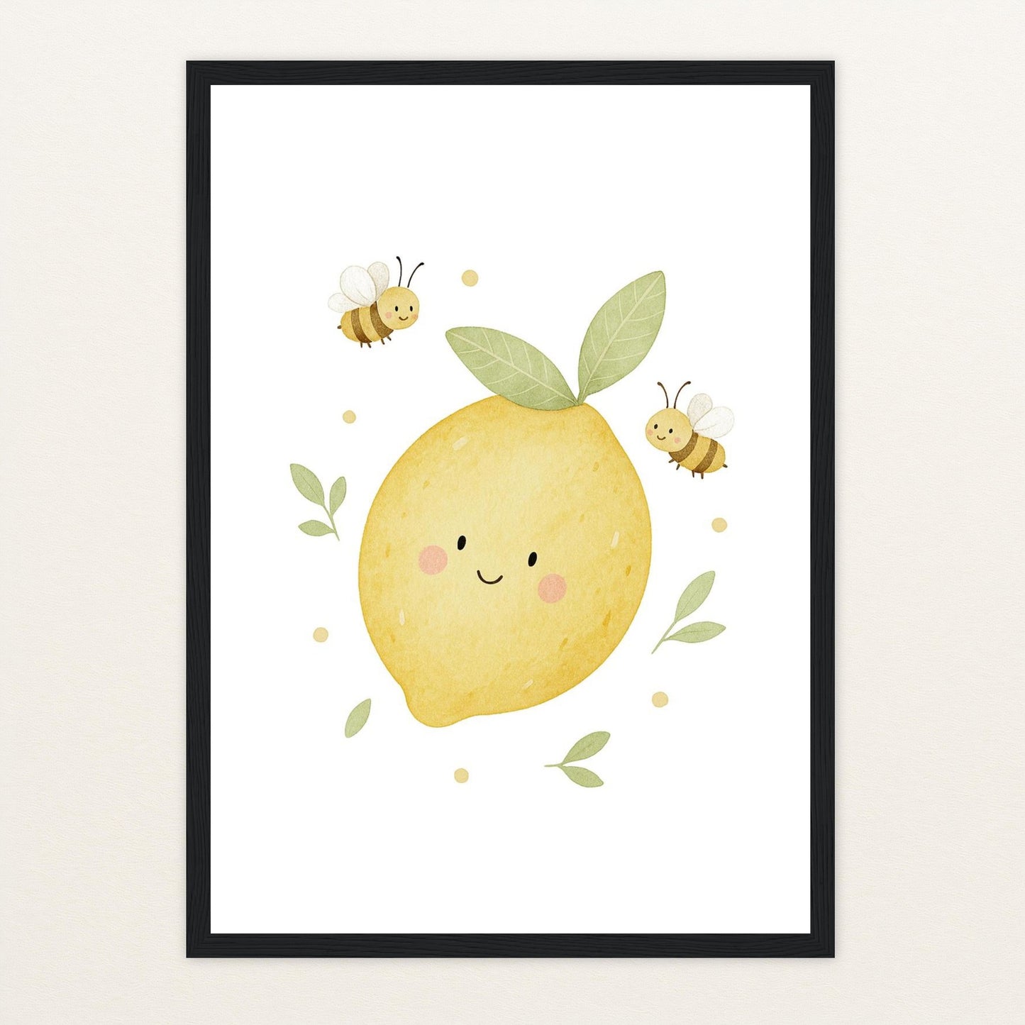 Obst: Zitrone Poster mit Holzrahmen von tinylearner