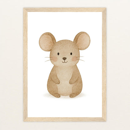 Mimi die Maus Poster mit Holzrahmen von tinylearner