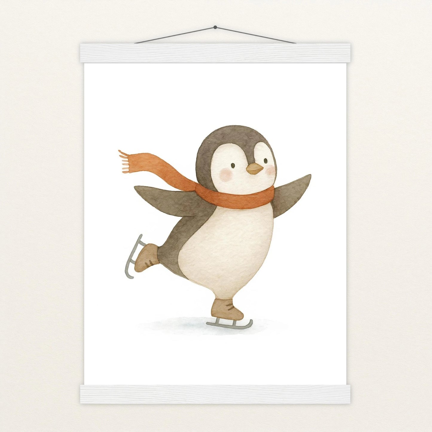 Pia der Pinguin - Motiv: "Eislaufen" Poster mit Leisten von tinylearner