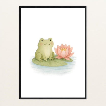 Flocke der Frosch Poster mit Holzrahmen von tinylearner
