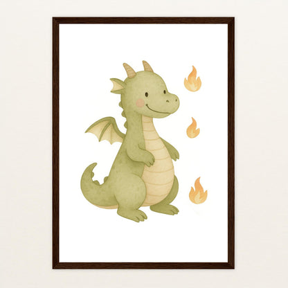 Drax der Drache Poster mit Holzrahmen von tinylearner
