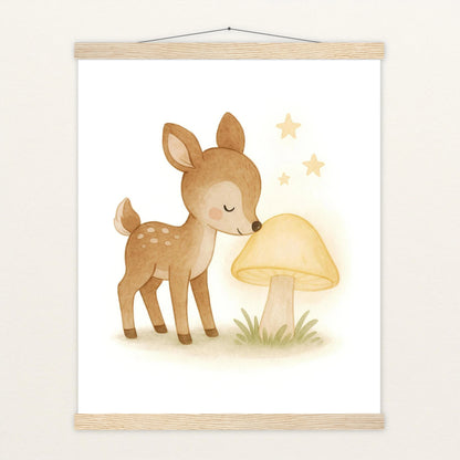 Ria das Reh - Motiv: "Leuchtpilz" Poster mit Leisten von tinylearner