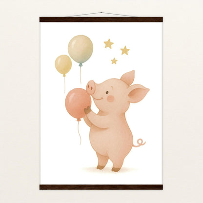 Susi das Schwein - Motiv: "Ballons" Poster mit Leisten von tinylearner