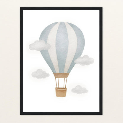 Heißluftballon Poster mit Holzrahmen von tinylearner