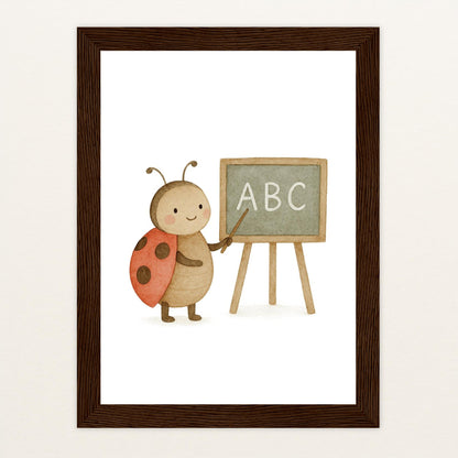 Marie der Marienenkäfer - Lehrer Poster mit Holzrahmen von tinylearner