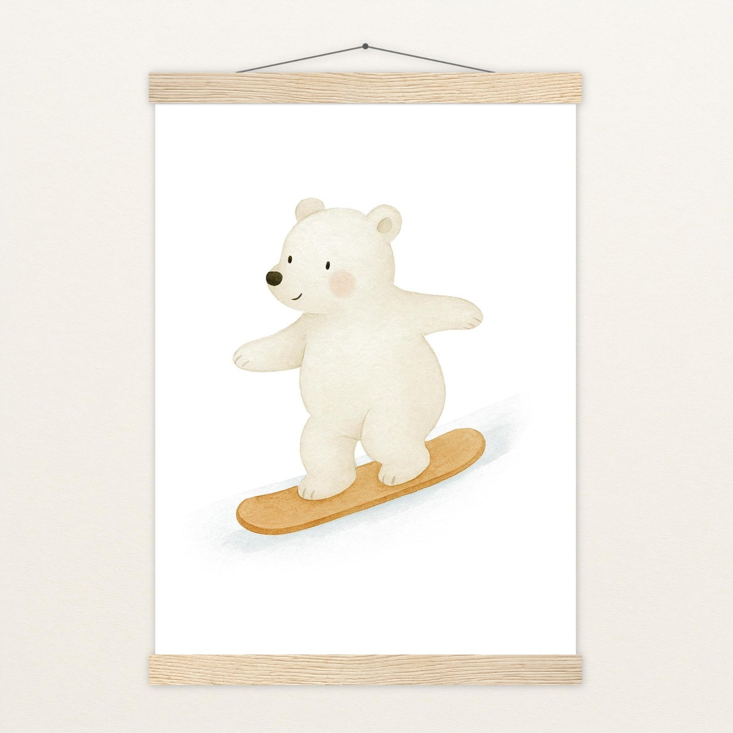 Pummel der Polarbär - Motiv: "Snowboard" Poster mit Leisten von tinylearner