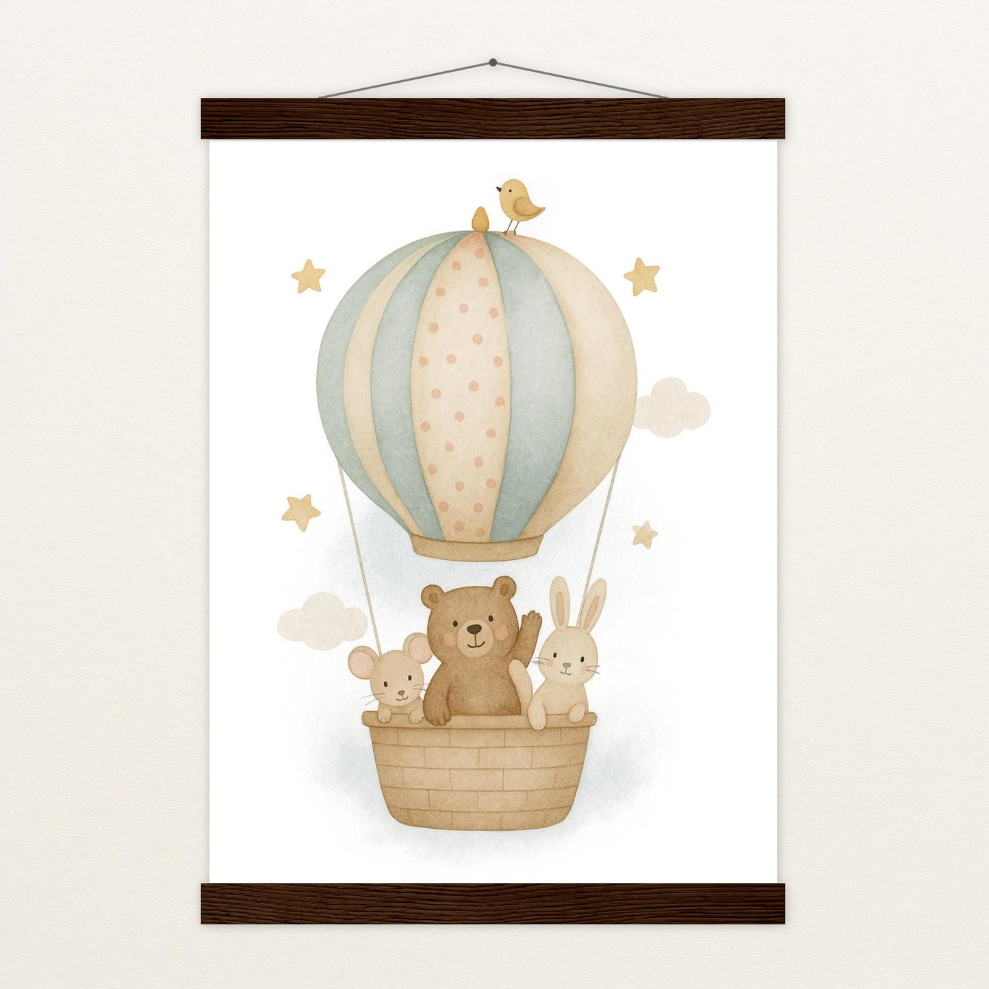 Tierfreunde - Motiv: "Heißluftballon" Poster mit Leisten von tinylearner