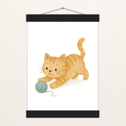 Kira die Katze - Motiv: "Wolle" Poster mit Leisten von tinylearner