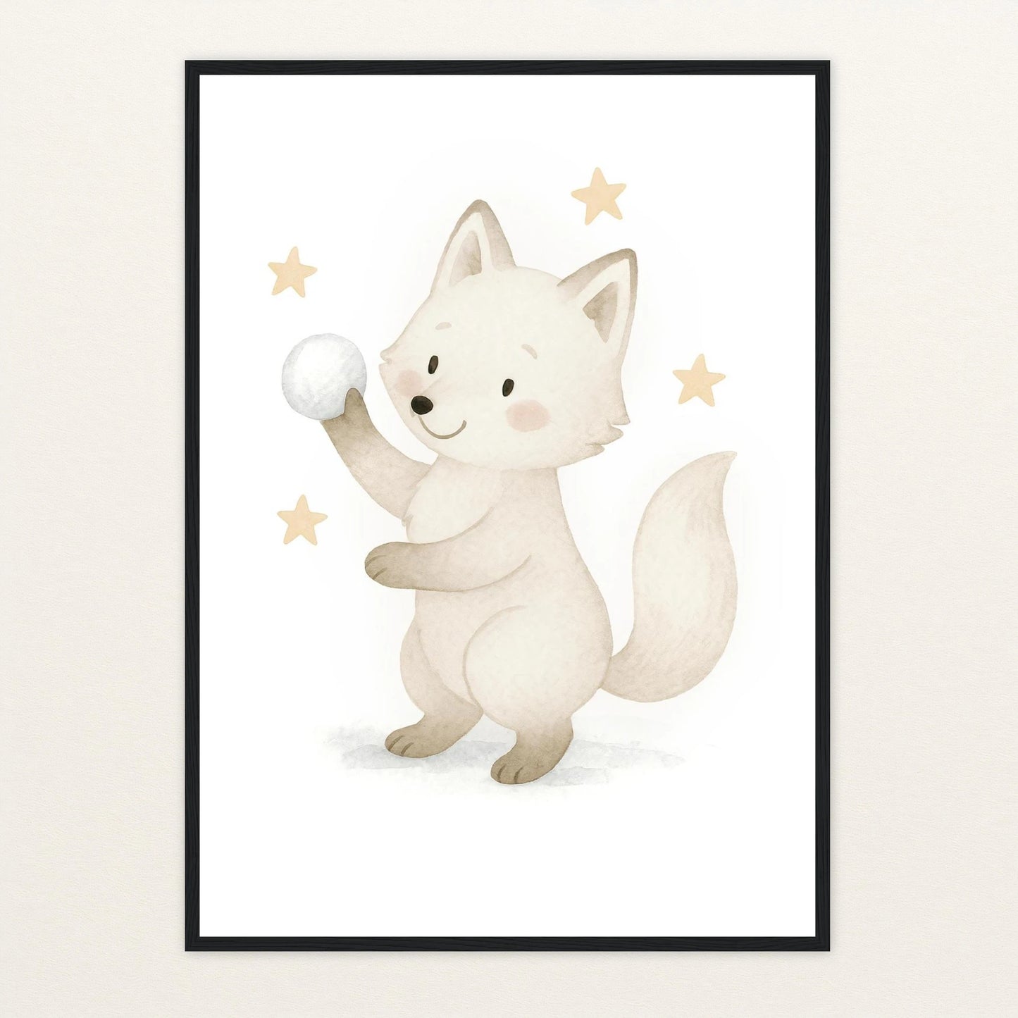 Pino der Polarfuchs - Motiv: "Schneeball" Poster mit Holzrahmen von tinylearner