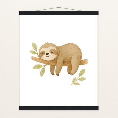 Fred das Faultier Poster mit Leisten von tinylearner