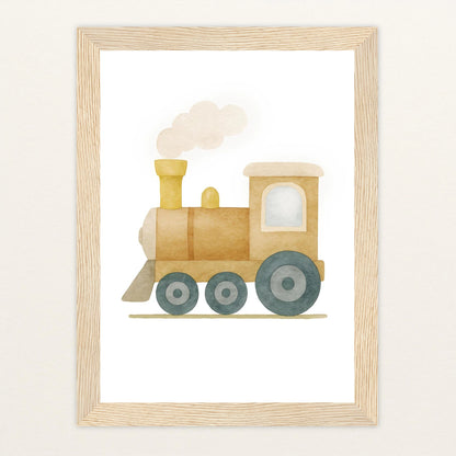Lokomotive Poster mit Holzrahmen von tinylearner