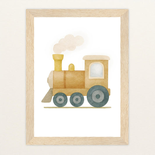 Lokomotive Poster mit Holzrahmen von tinylearner