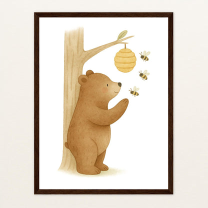 Balu der Bär - Motiv: "Bienenstock" Poster mit Holzrahmen von tinylearner