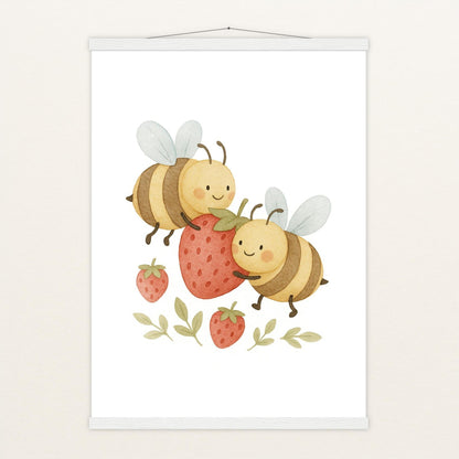 Bibi die Biene - Motiv: "Erdbeere" Poster mit Leisten von tinylearner