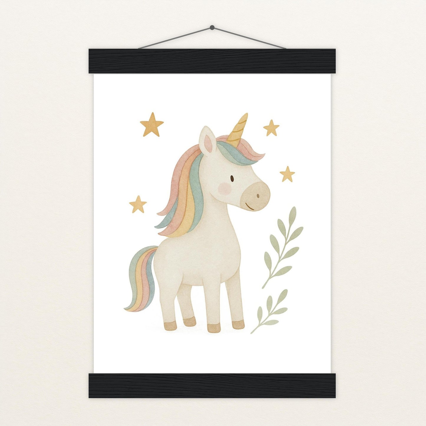 Luni das Einhorn Poster mit Leisten von tinylearner