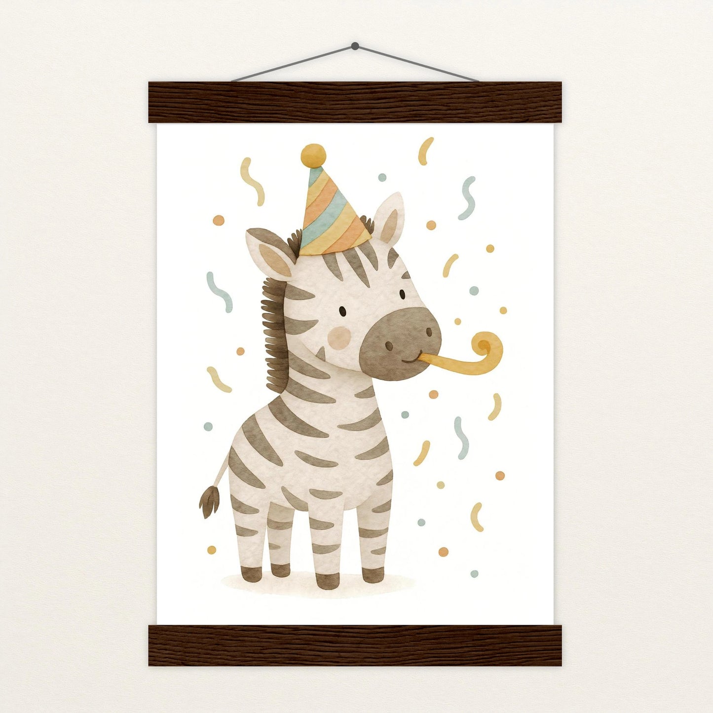 Zinni das Zebra - Motiv: "Party" Poster mit Leisten von tinylearner