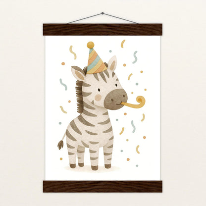 Zinni das Zebra - Motiv: "Party" Poster mit Leisten von tinylearner