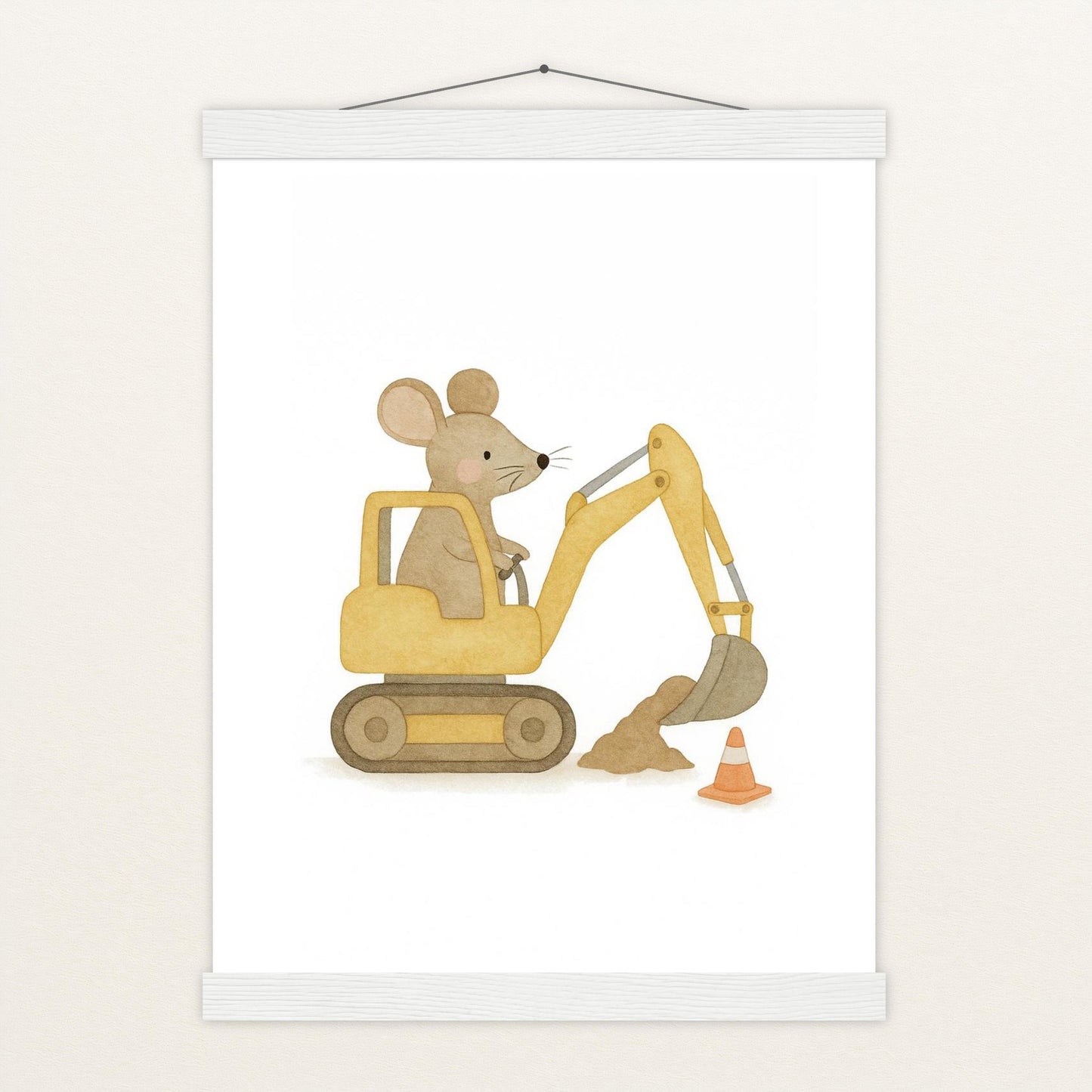 Mimi die Maus - Motiv: "Bagger" Poster mit Leisten von tinylearner