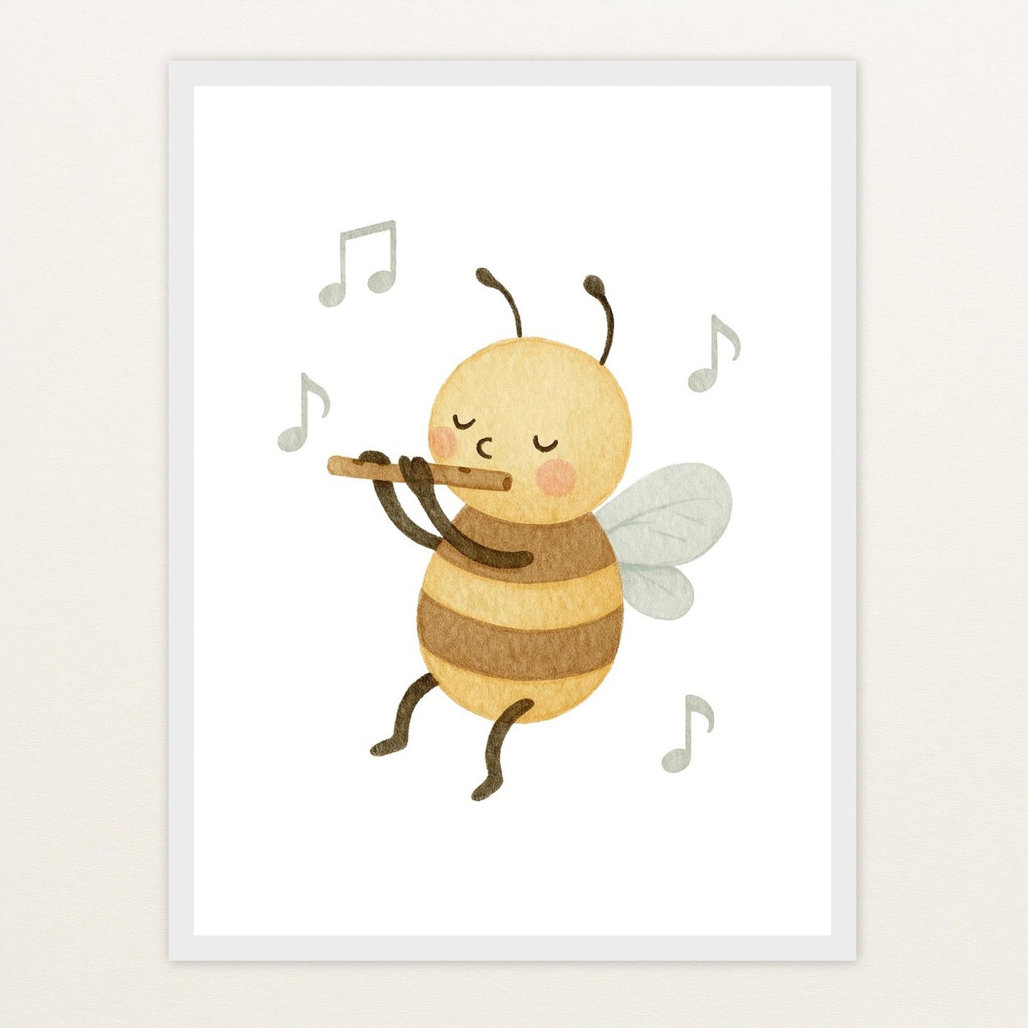 Bibi die Biene - Motiv: "Flöte" Poster mit Holzrahmen von tinylearner
