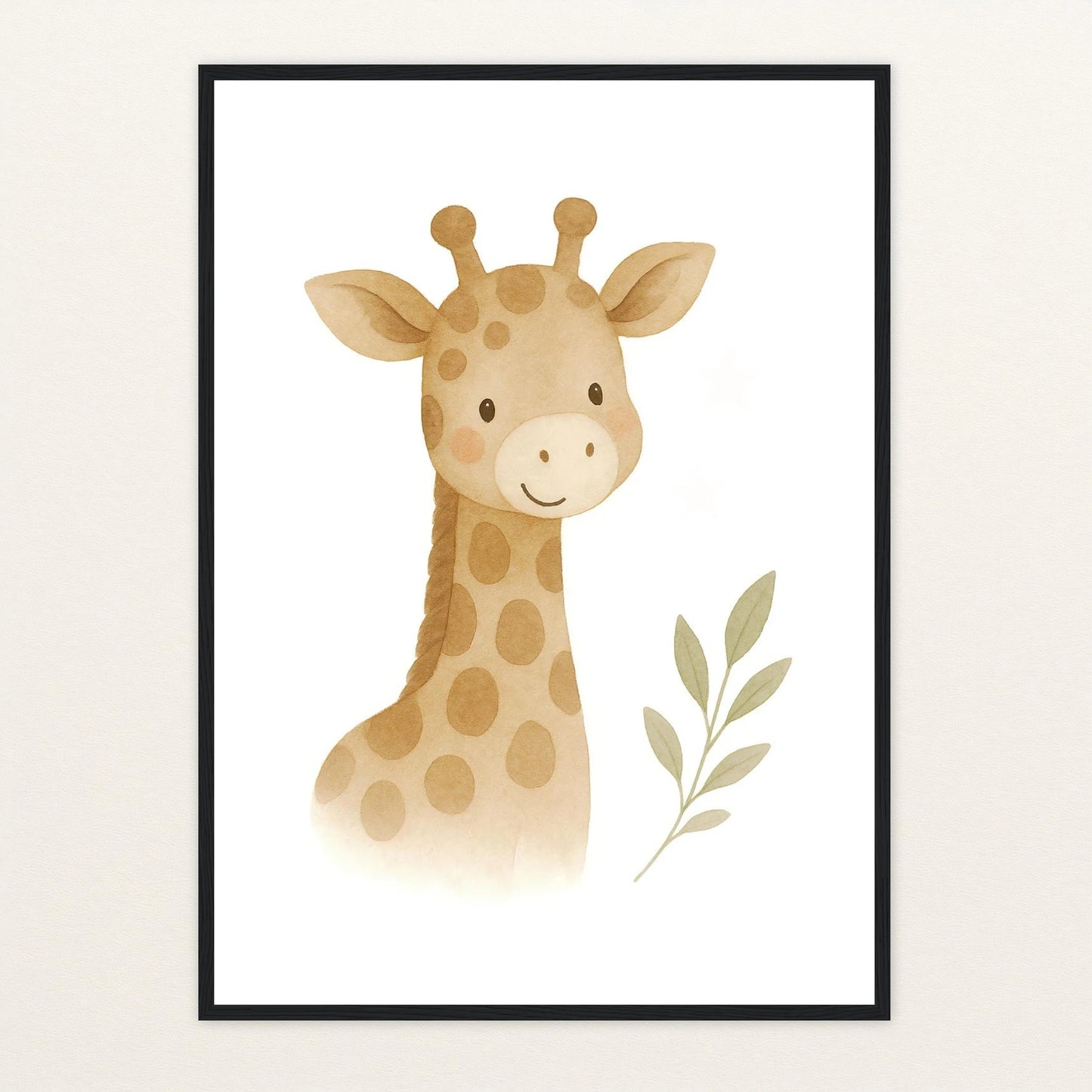 Greta die Giraffe Poster mit Holzrahmen von tinylearner