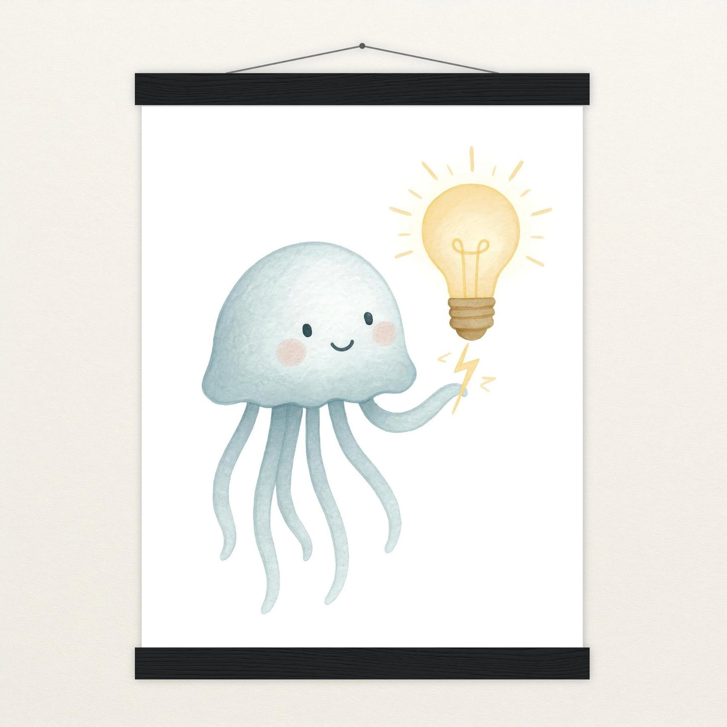 Quinn die Qualle - Motiv: "Glühbirne" Poster mit Leisten von tinylearner