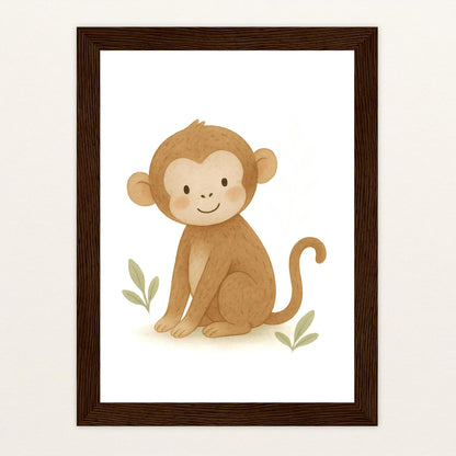 Aki der Affe Poster mit Holzrahmen von tinylearner