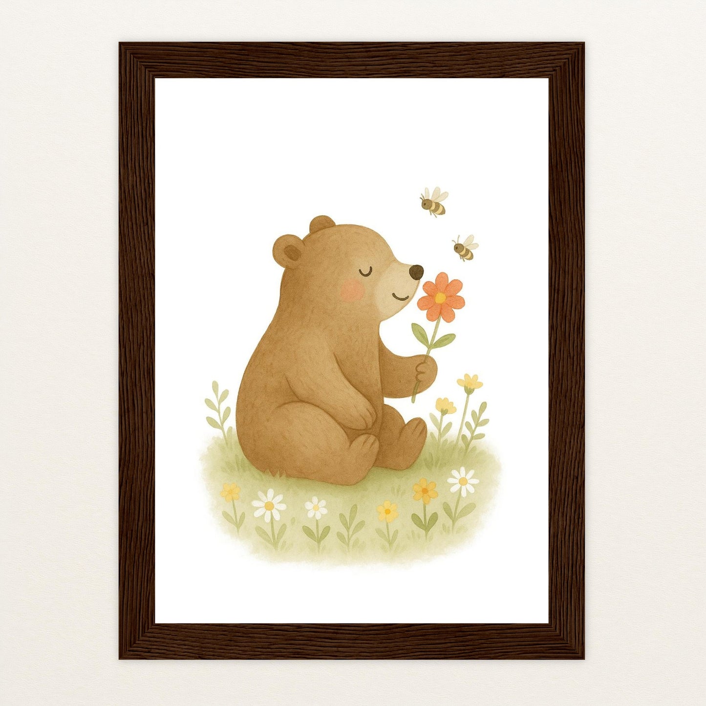 Balu der Bär - Motiv: "Blume" Poster mit Holzrahmen von tinylearner