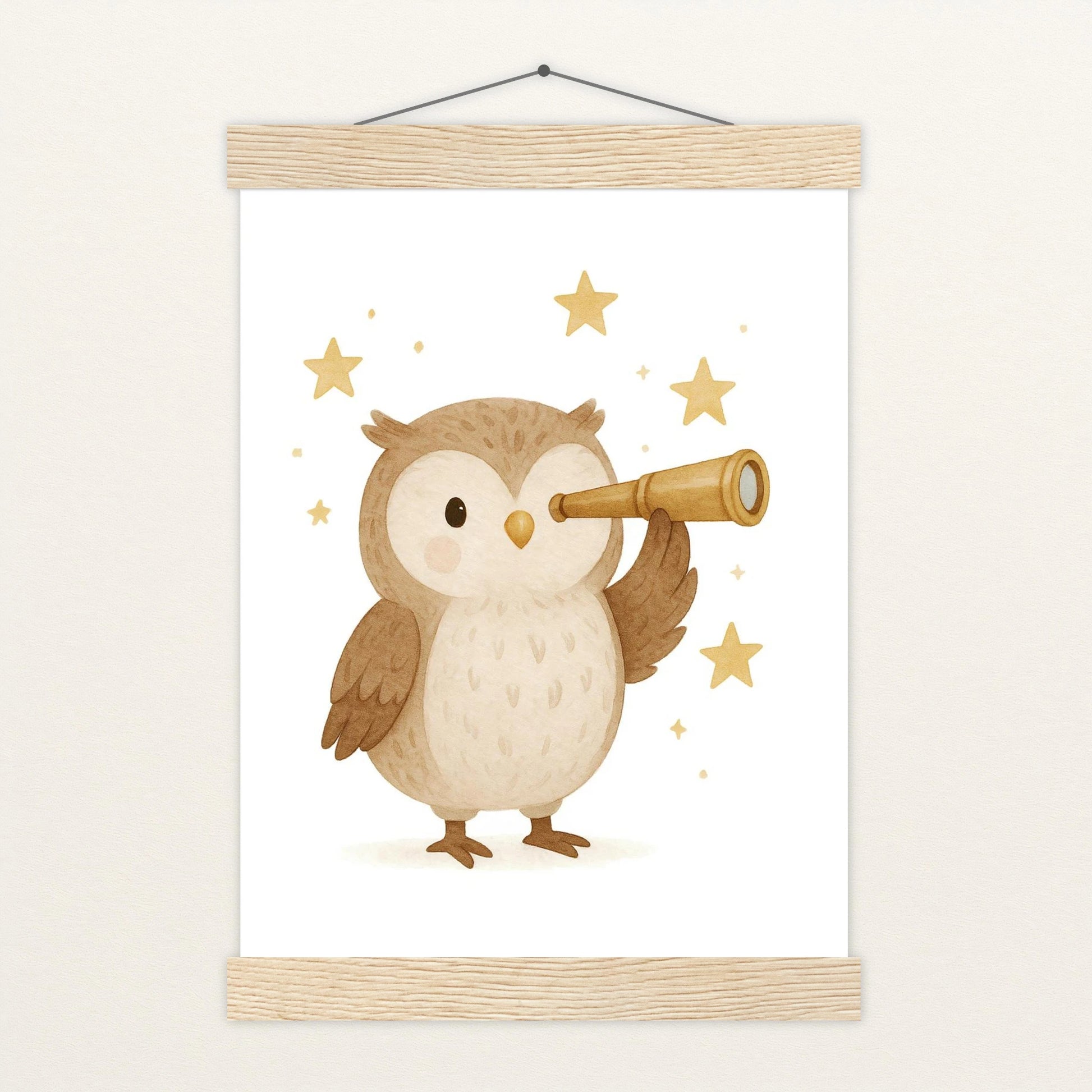 Emmi die Eule - Motiv: "Fernglas" Poster mit Leisten von tinylearner