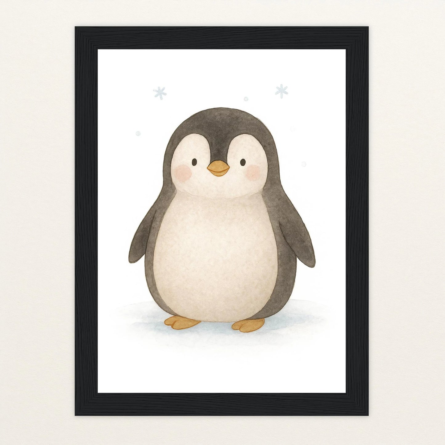 Pia der Pinguin Poster mit Holzrahmen von tinylearner